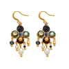 Bohemian Blue Pearl Tassel Golden Earrings