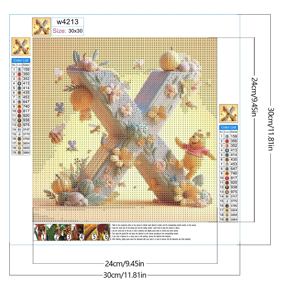 Full Round Diamond Painting 30*30cm - Winnie The Pooh'S 26 Letters X