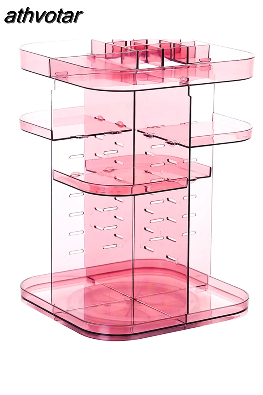 athvotar Degree Rotating Cosmetic Storage Box Make-up Organizer Lipstick Holder Transparent Crystal Display Stand Large Capacity