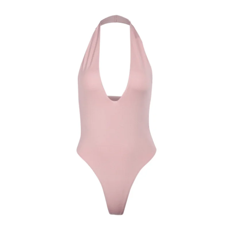 Pongl Pongl Spring And Summer New Sexy Hanging Neck Deep V Collar Slim Bottom Jumjoined Women