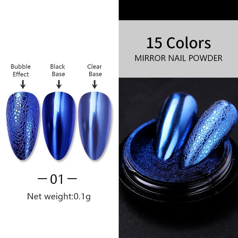 1 Box Solid Mirror Nail Glitters Powder Dust for Metal Nail Art Nail Powder Chrome Pigment DIY Nail Art Decorations