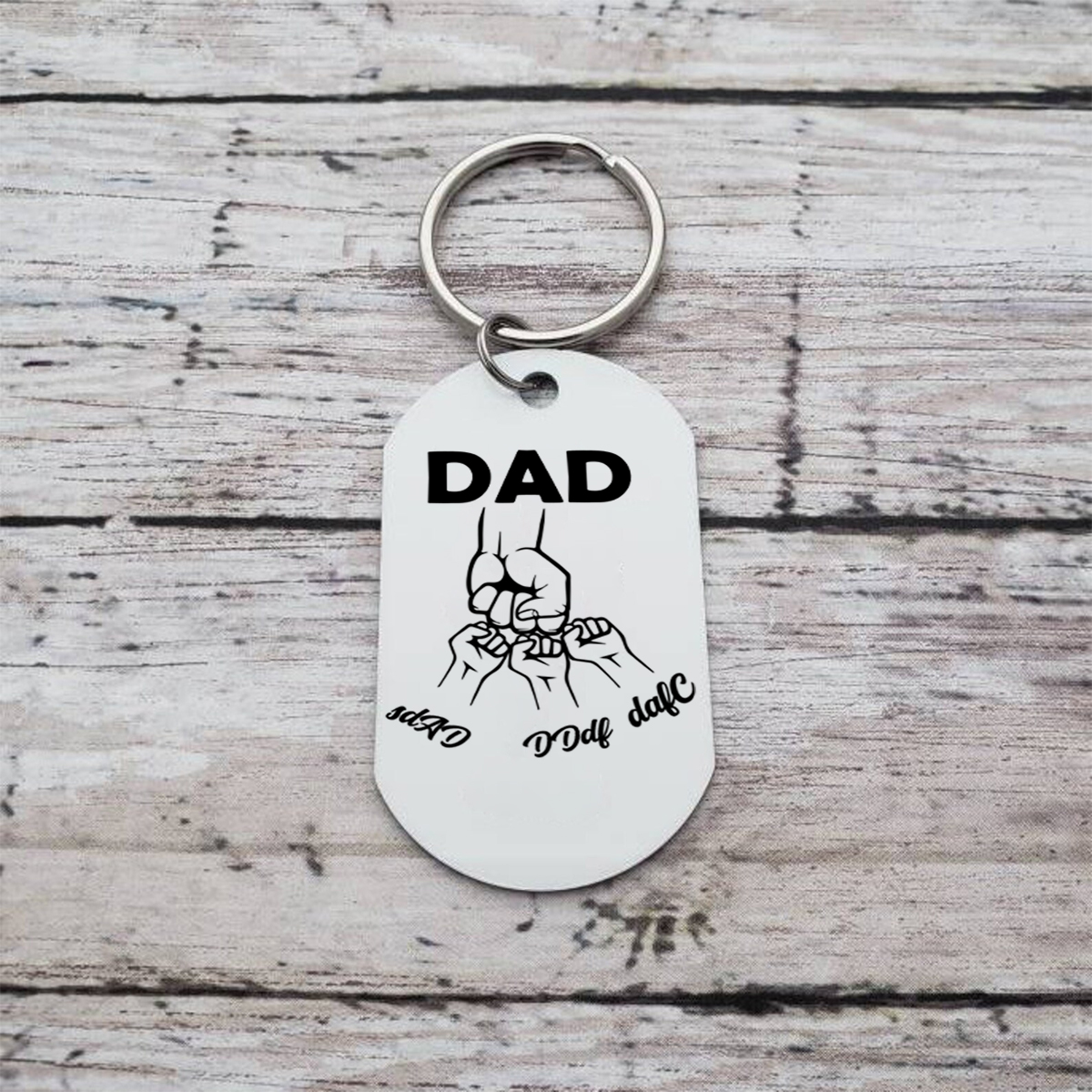 1-3 Names - Personalised Dad Football Team Fist Keychain Customized Name Gift with Gift Box for Dad/Grandad