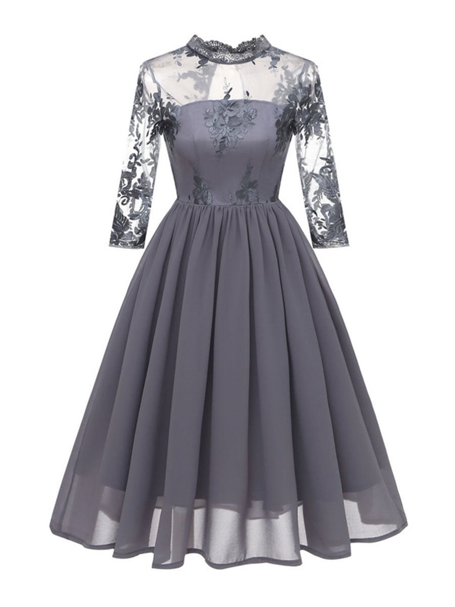 1950s Big Swing  Vintage  Lace Chiffon Dress