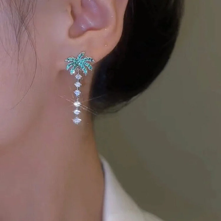 LAST DAY 50% OFF -  Coconut Tree Diamond Tassel Earrings (Buy 2 Free Shipping)
