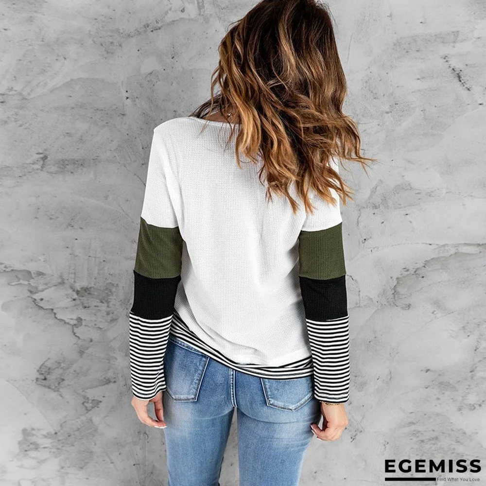 Fashion Striped Round Neck Long Sleeve Pullover Sweater | EGEMISS