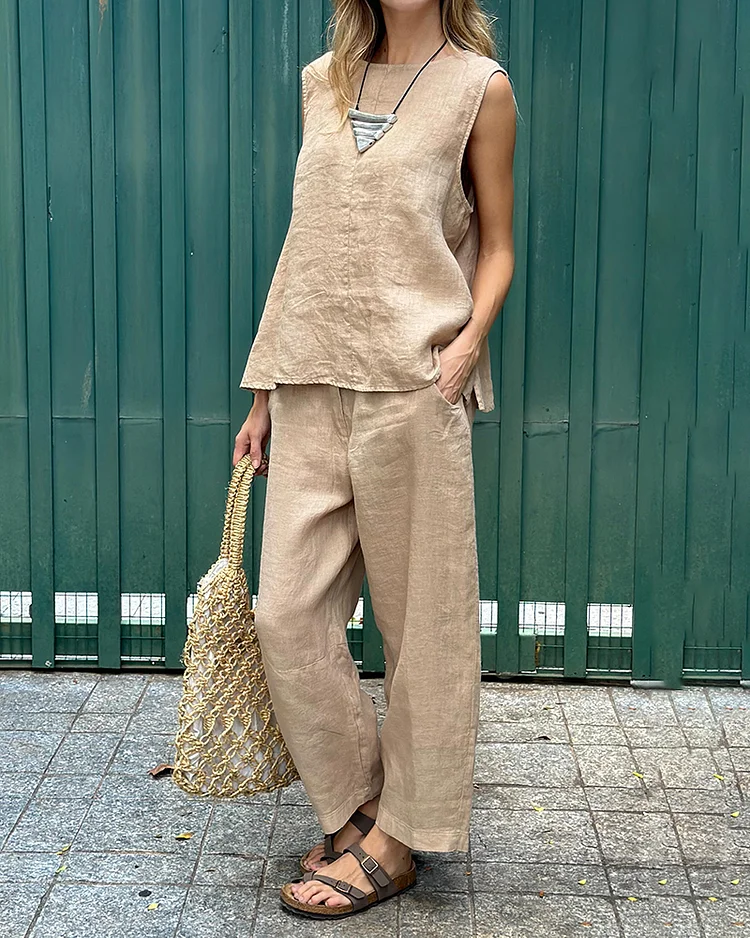 Cotton Sleeveless Top + Cotton Pants
