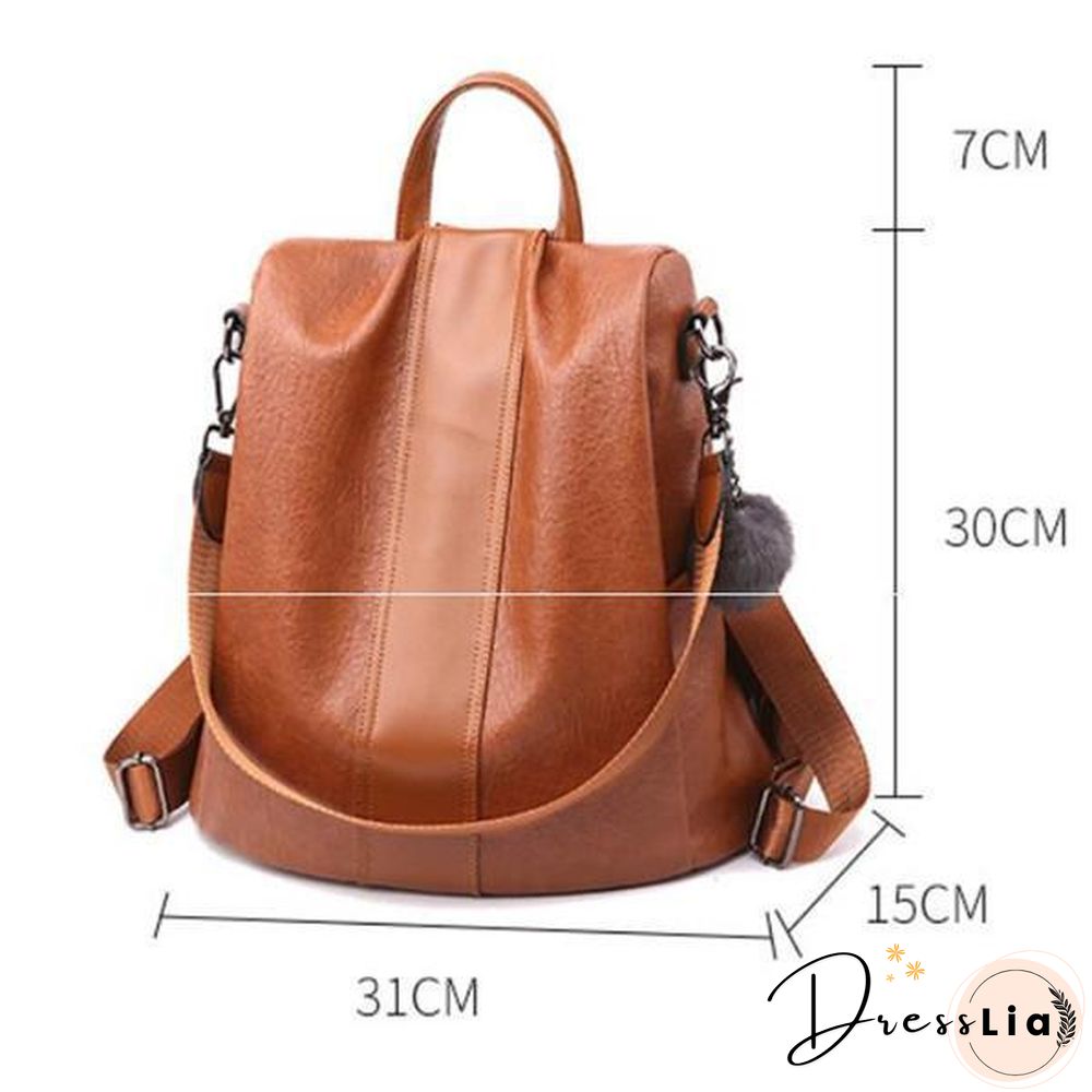 Anti-Thief Women Backpack Large Capacity Hair Ball Travel Bag
