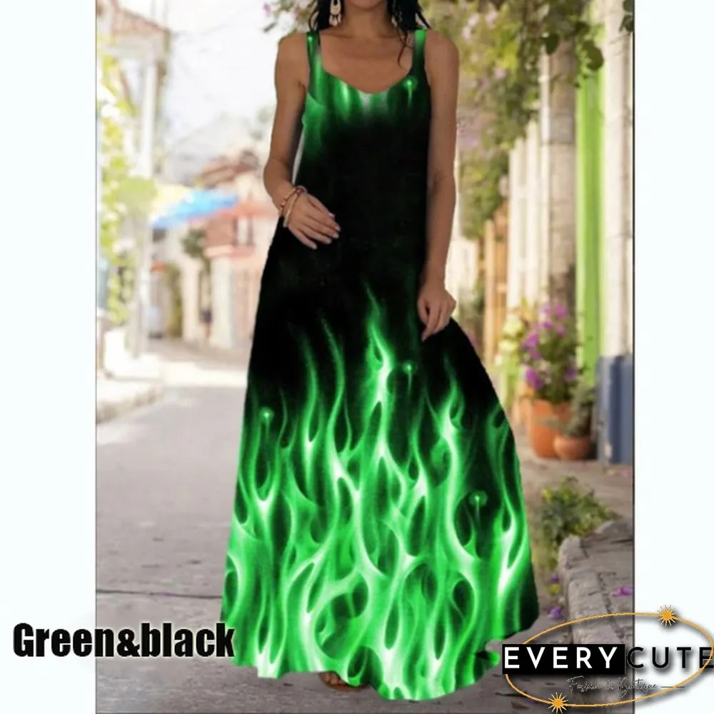 Summer Tie-Dye 3D Printed Dress Bohemian Off The Shoulder Mopping Dress Plus Size S-5Xl