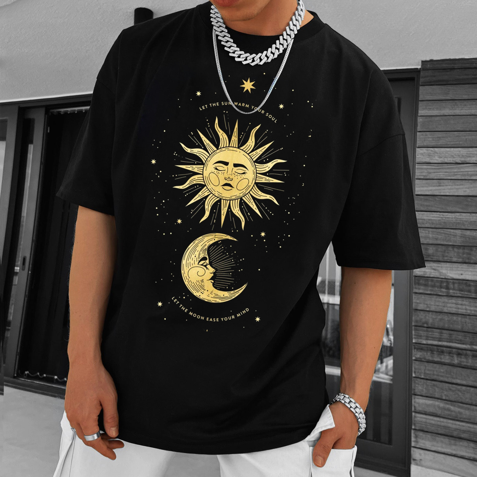 Let The Sun Warm Your Soul Let The Moon Ease Your Mind Oversize Tee