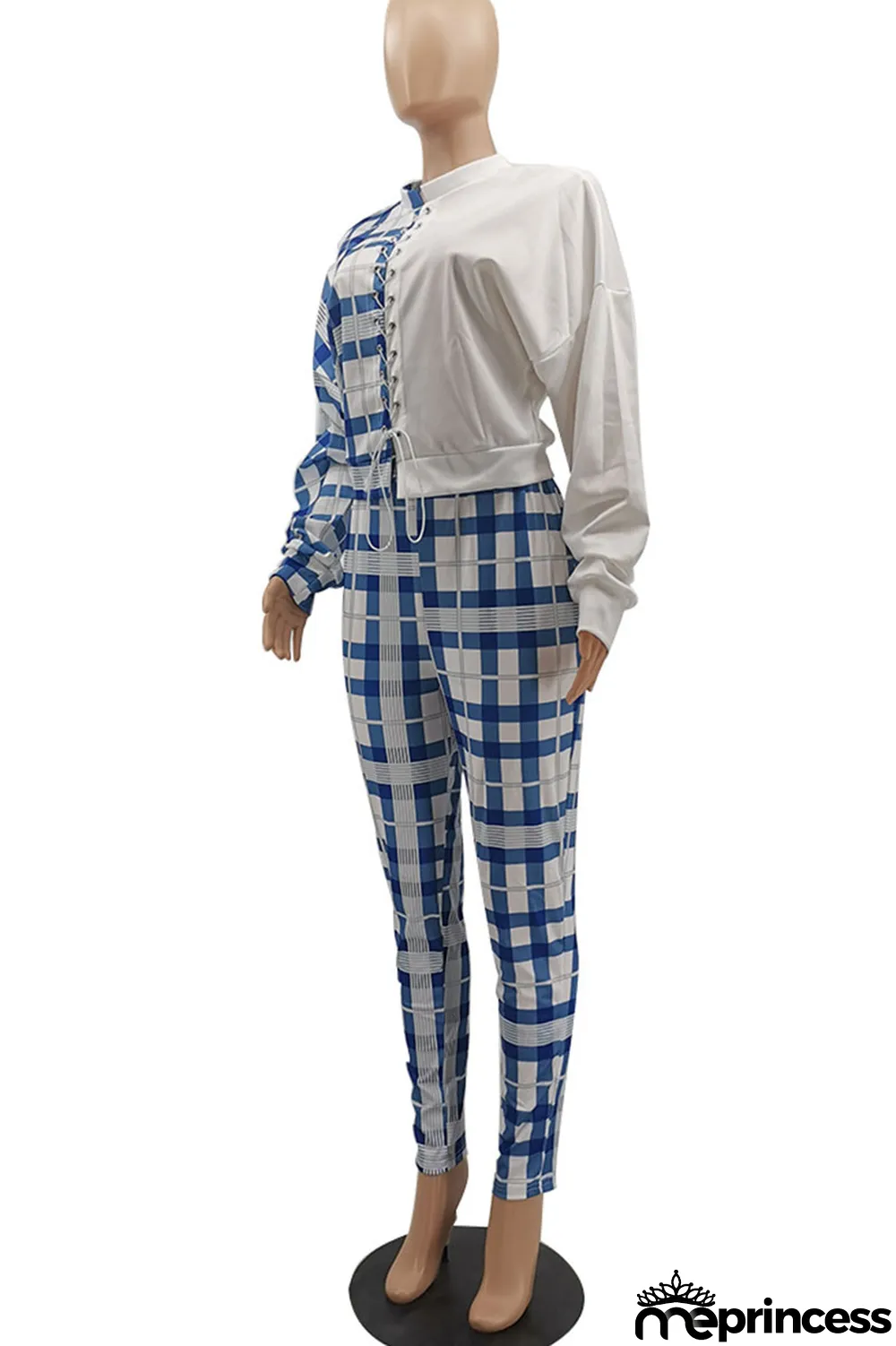 Red Casual Print Bandage Split Joint O Neck Long Sleeve Two Pieces