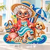 (Grandma)DIY Pearl Diamond Painting Acrylic Stand, Christmas Double-Sided Printed Tabletop Decoration, Special Shaped Diamond Art Craft Kit for Home Decor