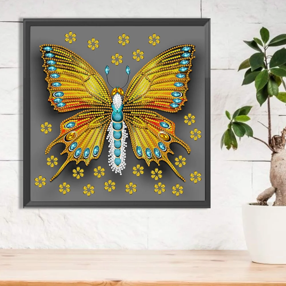 Diamond Painting - Partial Special Shaped Drill - Butterfly Dragonfly(Canvas|30*30cm)