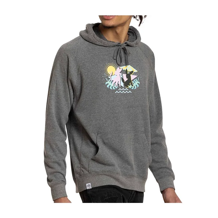 Pokémon Espeon And Umbreon Summer Fun Heather Gray Fitted Pullover Hoodie