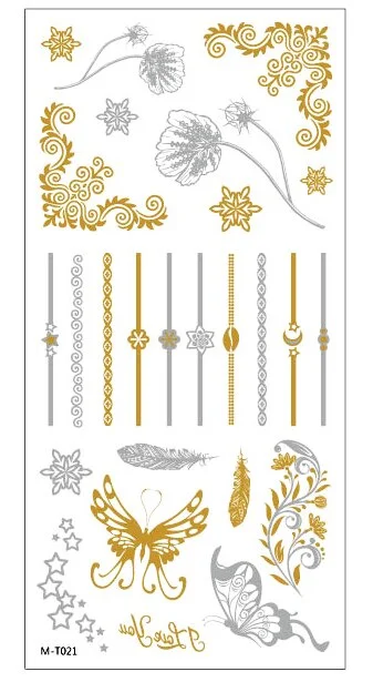 1sheet Indian Arabic body art women metallic temporary Mandala Flash Tattoos necklace sticker gold lace tatoo tatuagem maquiagem