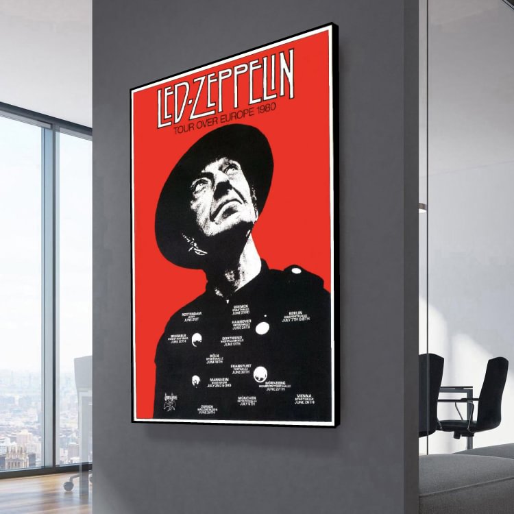 Led Zeppelin Tour Over Europe 1980 Poster Canvas Wall Art