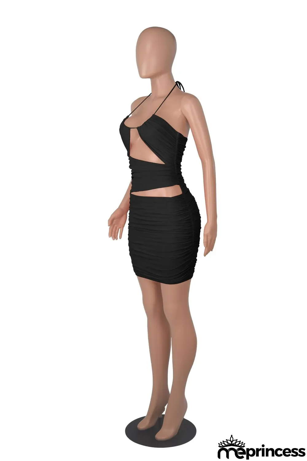 Women Summer Straps Sexy Pleated Backless Bodycon Dress