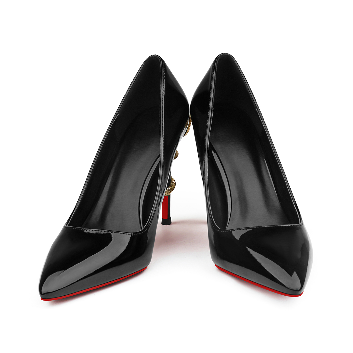 100mm Red Bottom Women's Party Wedding Heels Patent Pumps Special Snake Heels Shoes-MERUMOTE