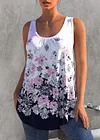 Plus Size Floral Print Round Neck Casual Loose Tank Top