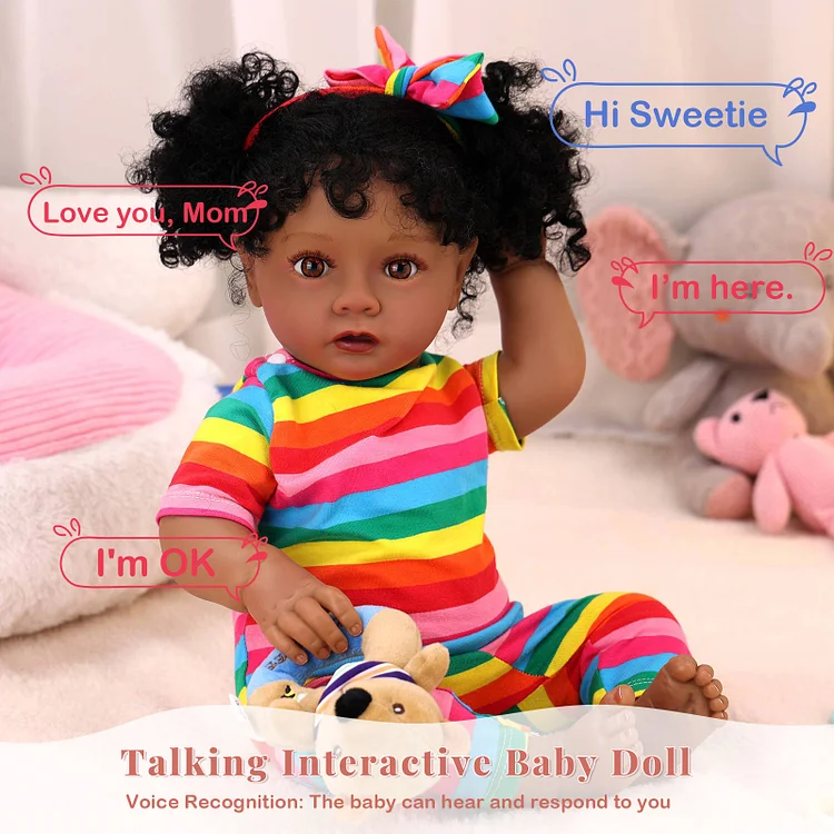 Babeside Quiet Reborn Baby Daisy 20'' African American Toddler Girl with Heartbeat Coos and Breath