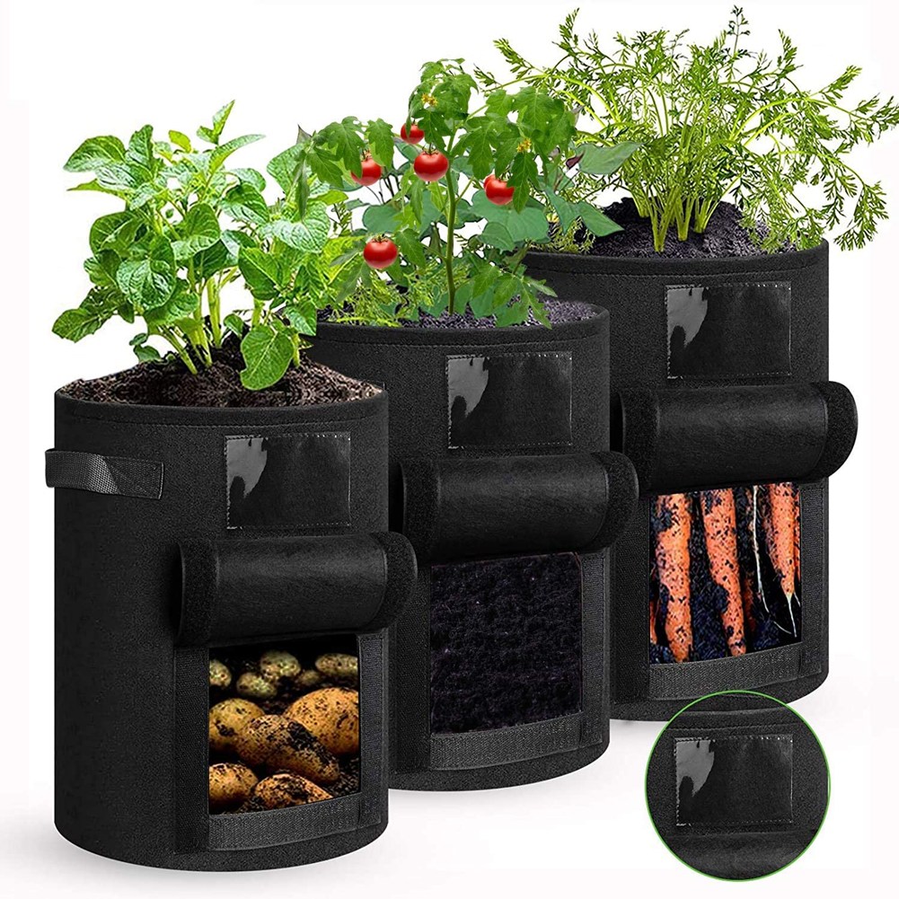 

Felt Planting Bucket Potato Garden Plant Bag Cultivation Flowerpot Plant Ba, Black 7 gallons, 501 Original