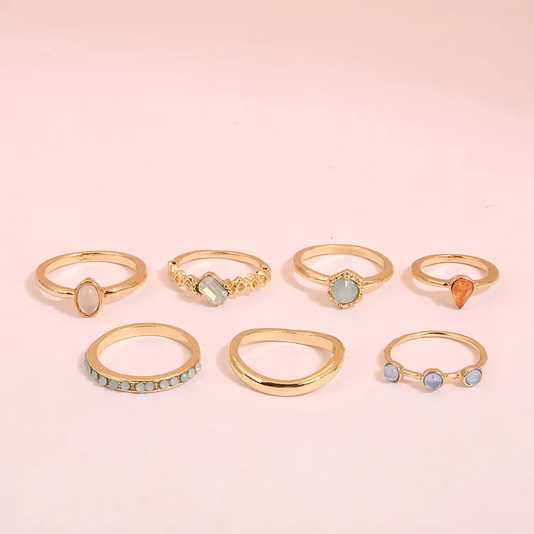 Geometric Jelly Diamond Knuckle Ring Set