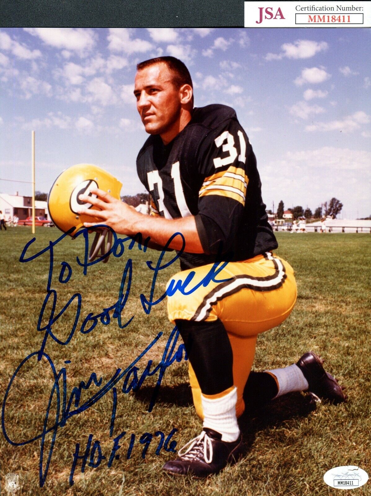 JSA Jim Taylor Autographed Signed INSCR 8x10 Photo Poster painting Green Bay Packers TRB 562