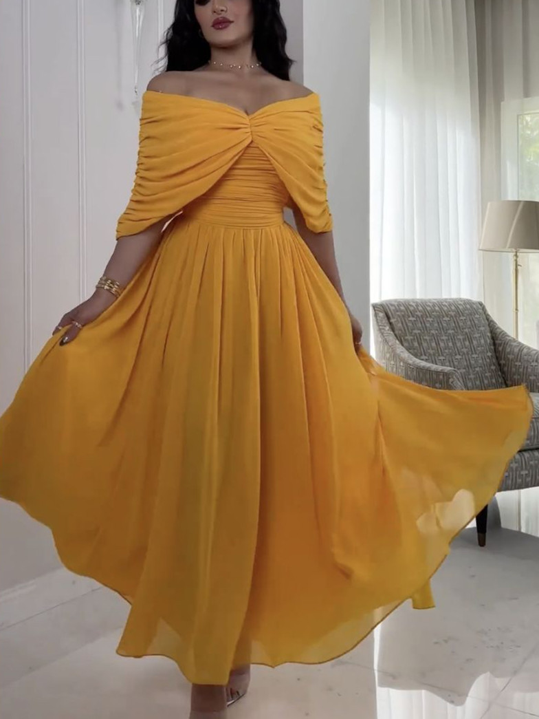 Sexy Chiffon Pleated Strapless Prom Dress | Oxredo Shop Ramadan Sale