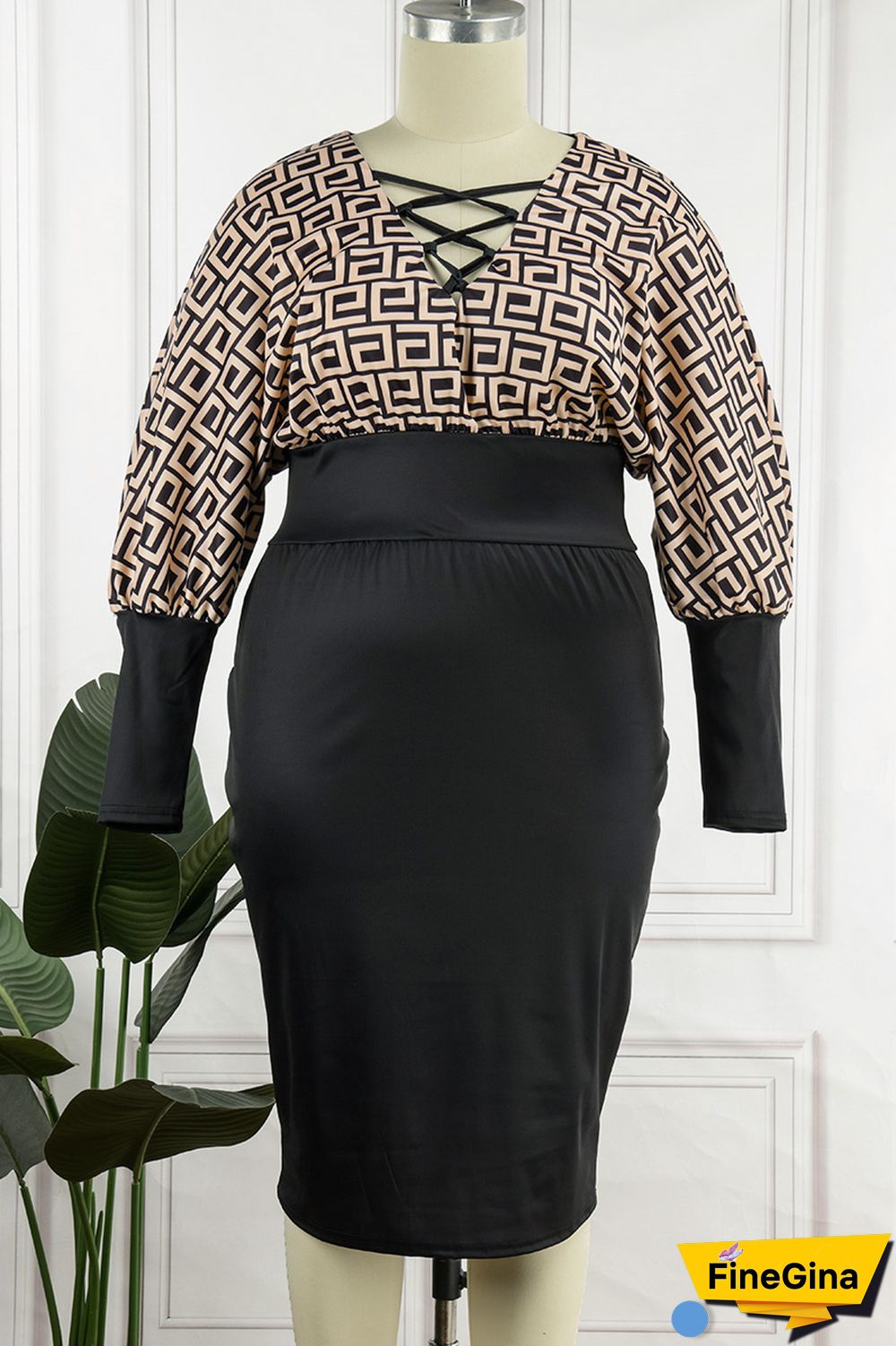 Apricot Sexy Casual Print Bandage Printing V Neck Wrapped Skirt Dresses