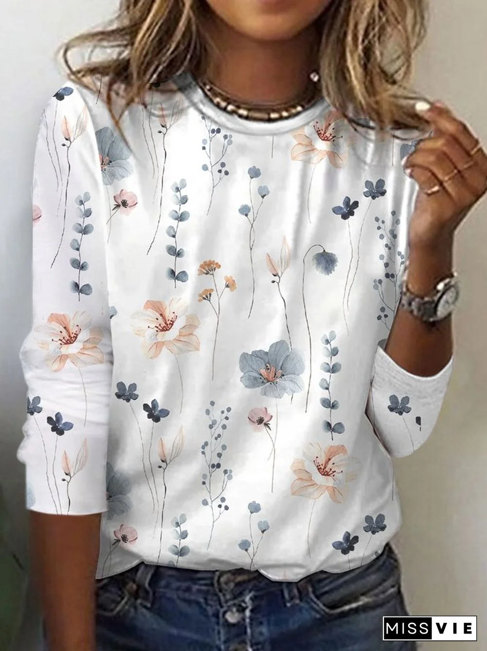 Groovy Print Round Neck Top