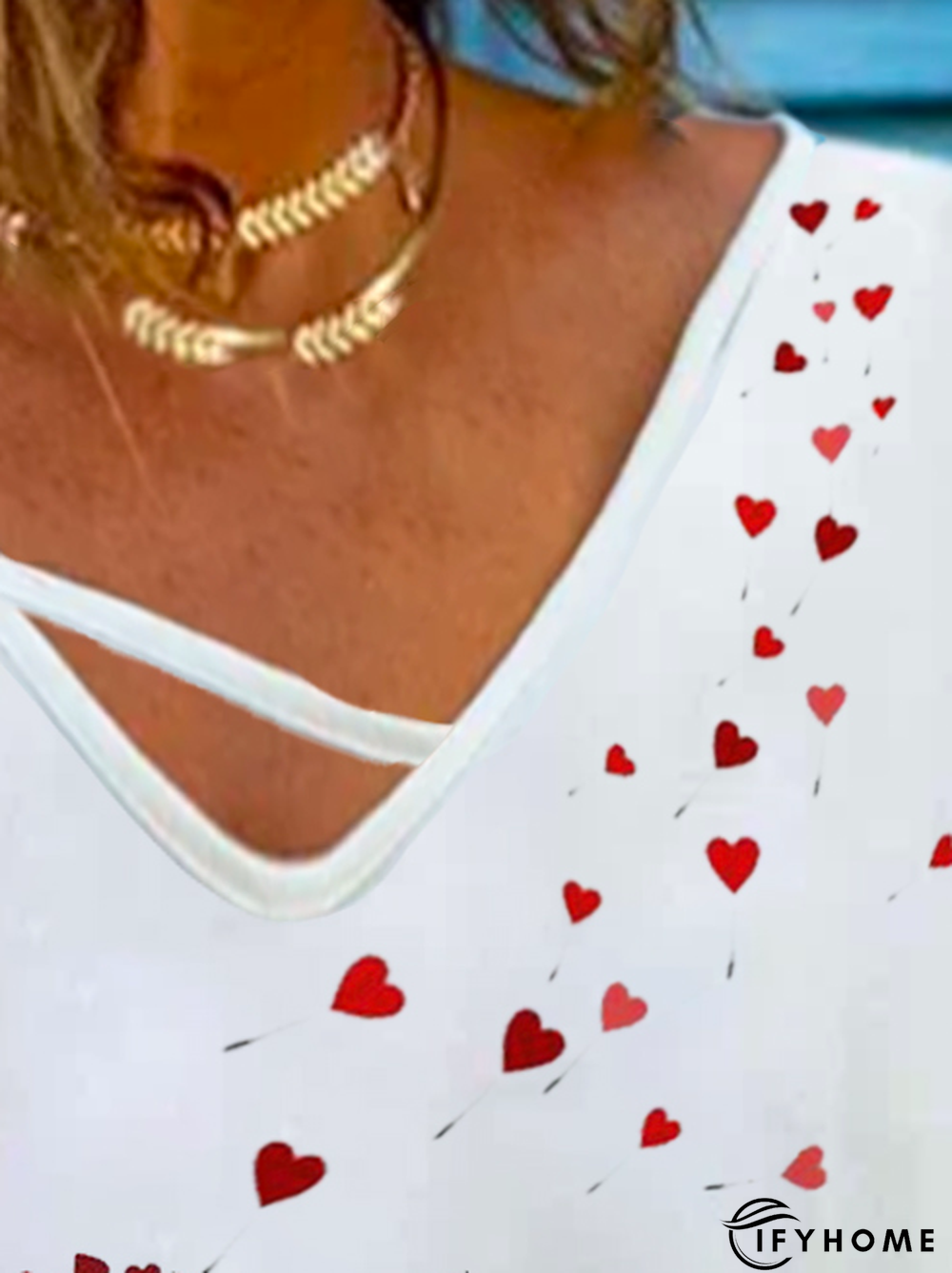 Casual Cotton Blends heart shirt & Tunic Top | IFYHOME