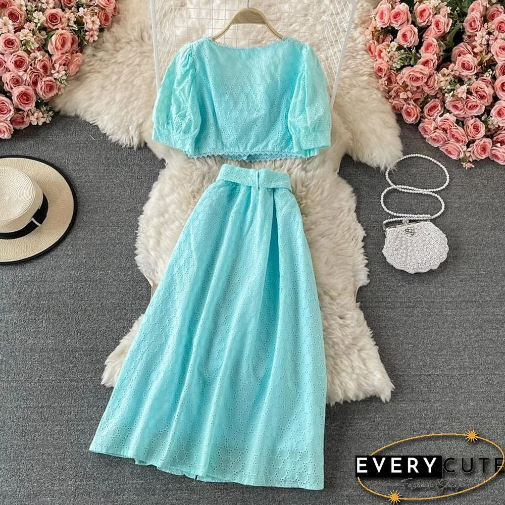 Square Collar Two-Piece Set P15460