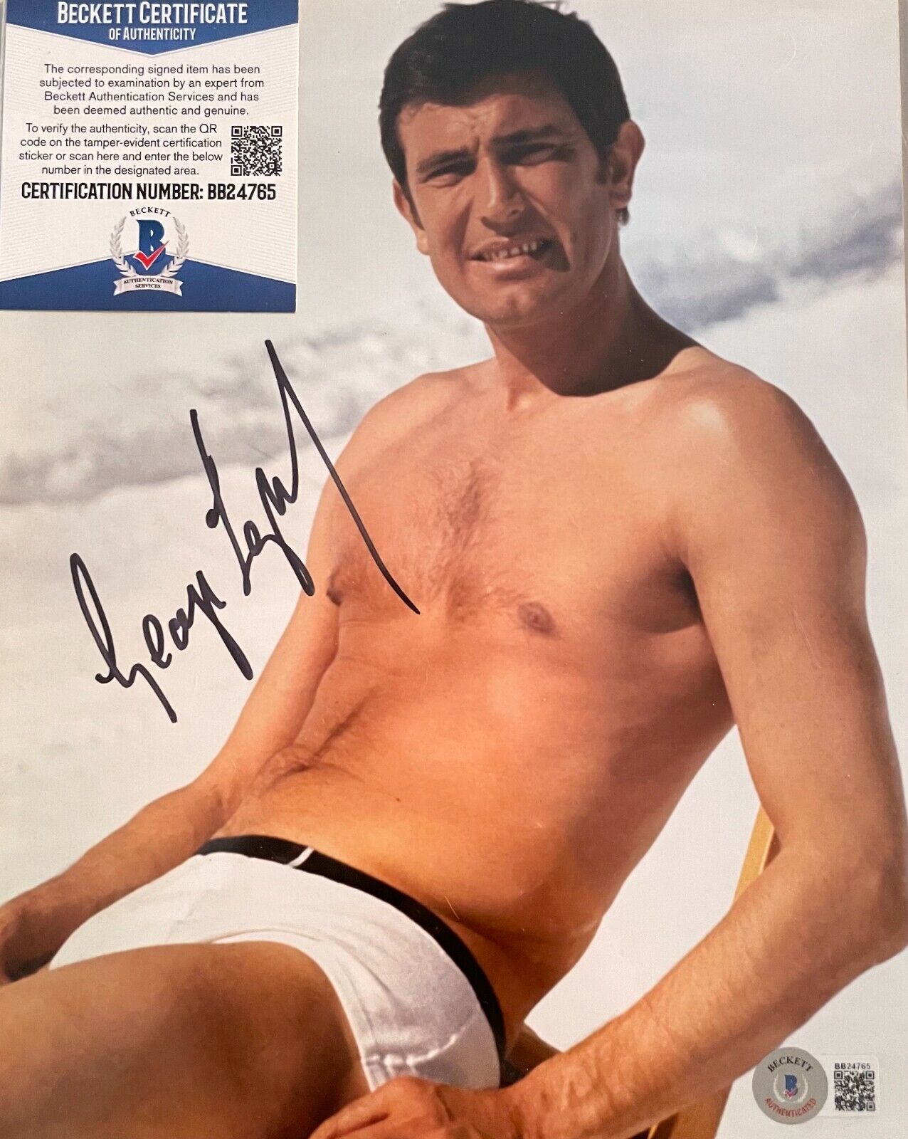 George Lazenby James Bond 007 Original Autographed 8X10 Photo Poster painting COA w/Beckett