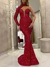 Stylish One-Shoulder Long Sleeve Shiny Sexy Slim Evening Maxi Dress