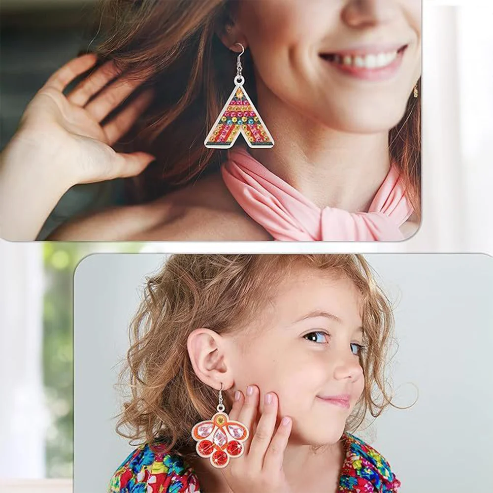 8Pairs Double Sided Diamond Painting DIY Earring Making Kit for Women Girls