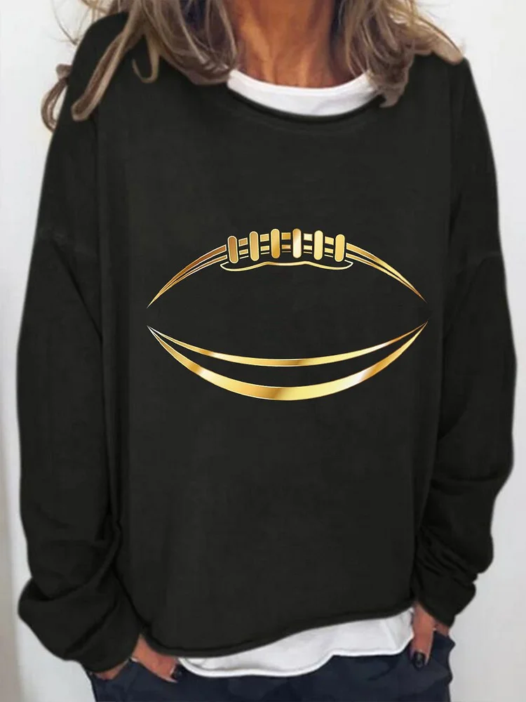 Women's Simple Casual Football Print T-Shirt socialshop