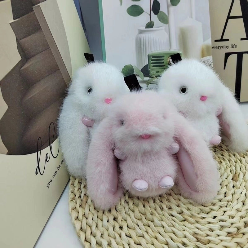 Big Ear Rabbit Imitation Mink Plush Cute Little Rabbit Hanging Bag Doll Car Keychain Bag Jade Rabbit Pendant