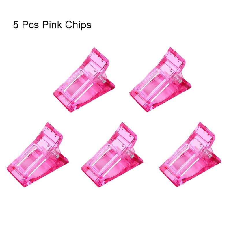 5Pcs Nail Tips Clip Quick Building Poly Nail Gel Assistant Tool DIY Manicure Plastic Extension Clamp Clear/Red/Pink/Blue-Nail Inspo