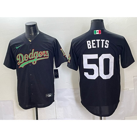 Youth Los Angeles Dodgers #50 Mookie Betts Black Mexico Jersey