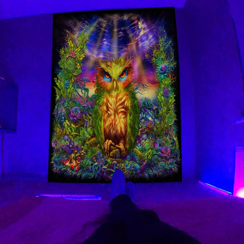 Fluorescent Tapestry European and American Black Light Hanging Cloth Poster Home Decoration Background Cloth Psychedelic Trippy