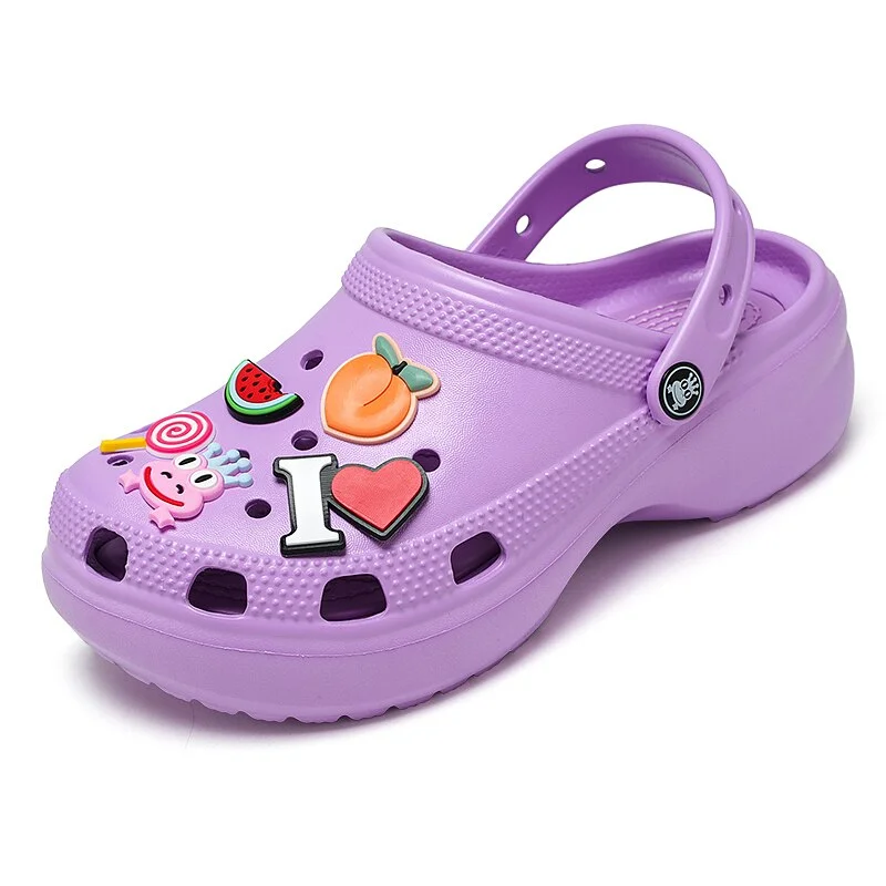 Qengg Cute Cartoon Sandals Women Clogs Wedge Shoes Women Platform Outdoor Beach Garden Sandals Women Nurse Clogs женская обувь