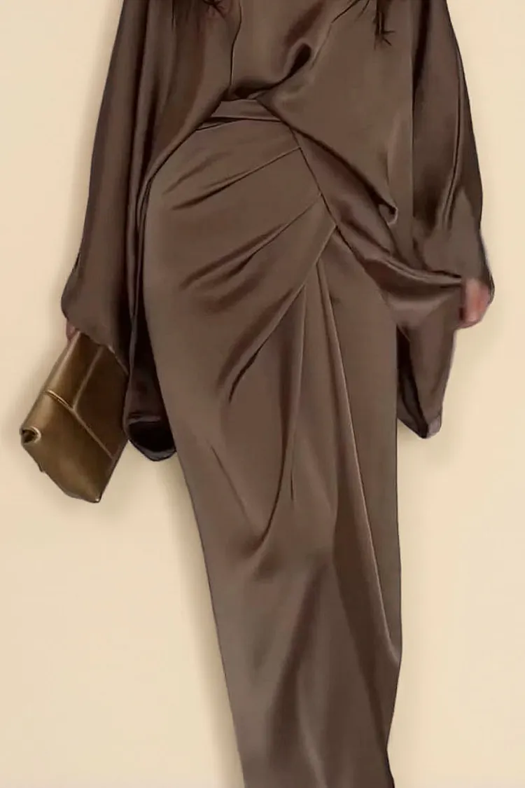 Minimalist Loose Shirt And Lace-up Skirt Suit-Skirt