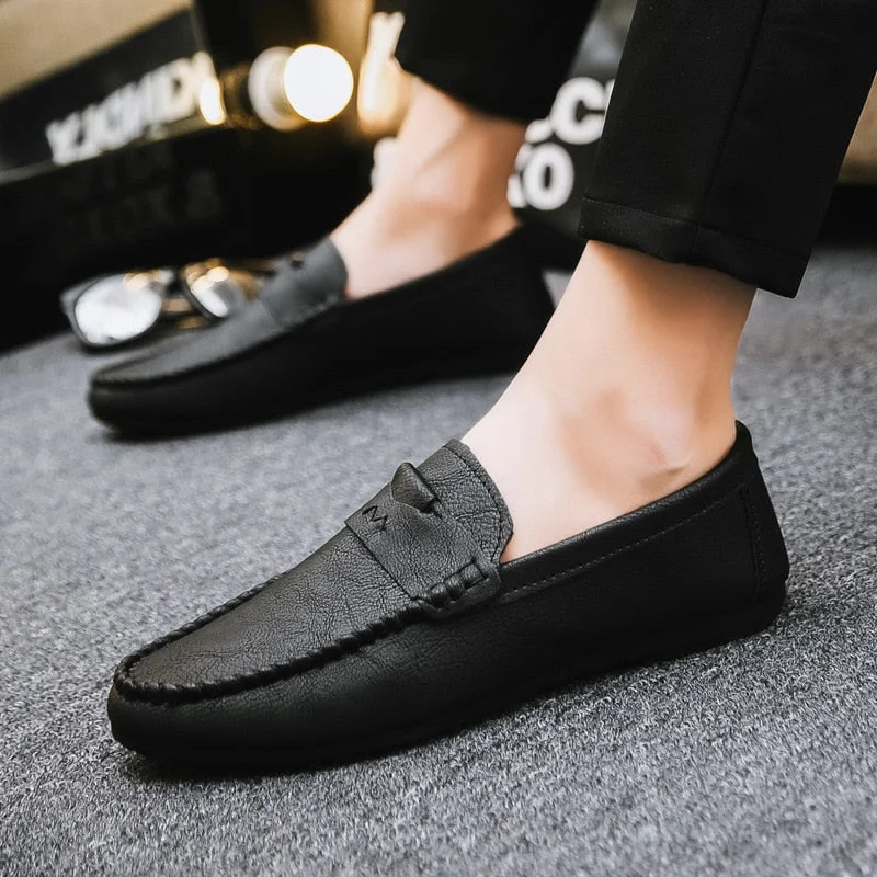 WOTTE Men Casual Shoes Fashion Men Shoes PU Leather Mens Loafers Shoes Moccasins Slip On Men's Flats Male Driving Shoes