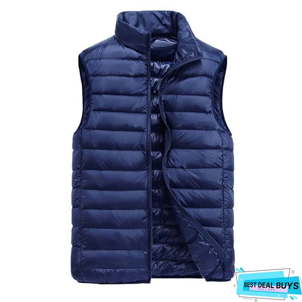 Men's Sleeveless Ultralight 90% White Duck Down Warm Vest Men's Casual Vest Warm Jacket Outwear Waistcoat