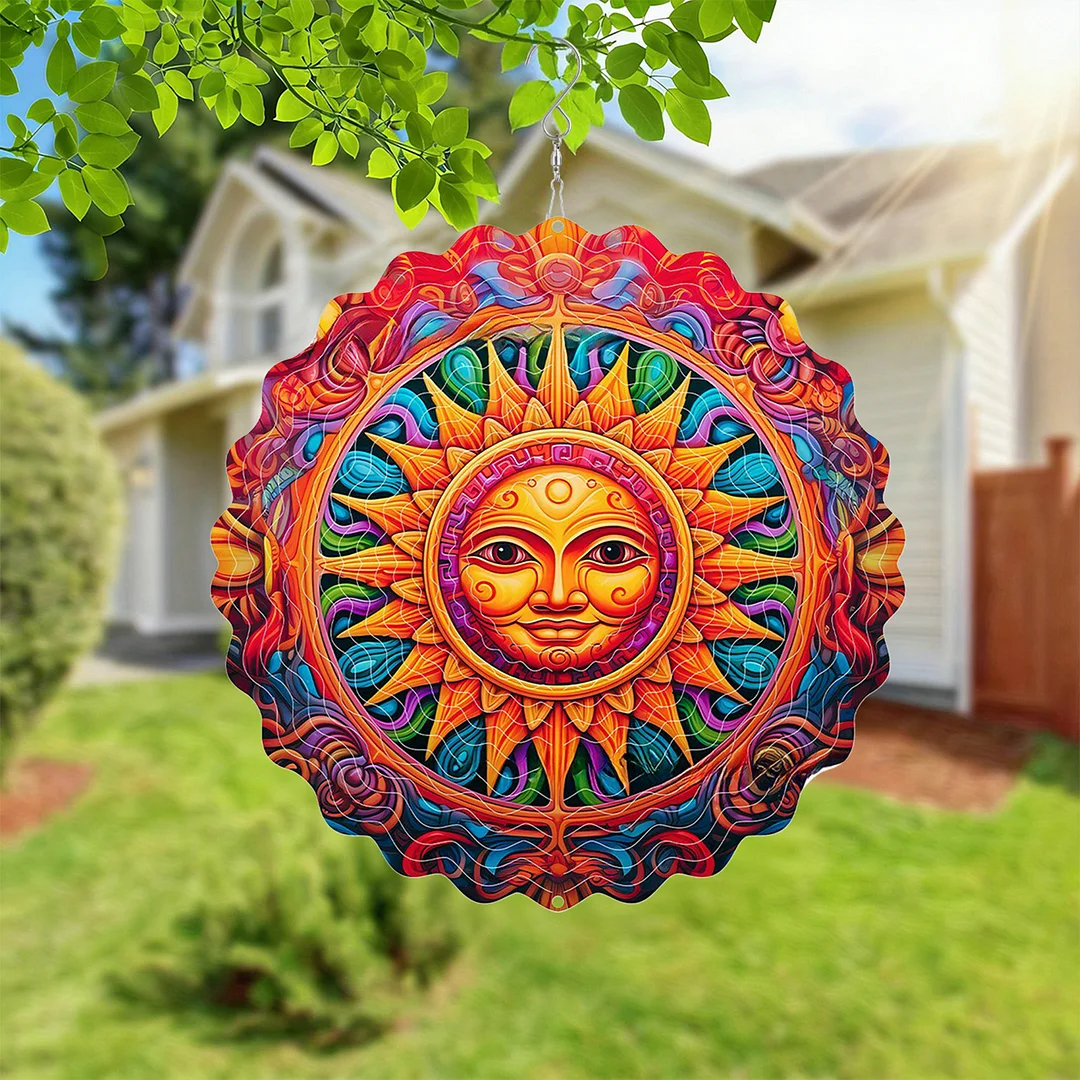 Mandalas Hanging Wind Spinner 360 Degree Rotating 3D Garden Wind Spinners 10-Inch Hanging Wind Catcher Art Gift for Home Garden Halloween Christmas (08)