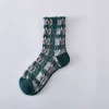Stylish 3D Jacquard Medium Height Women Socks 10 Pairs