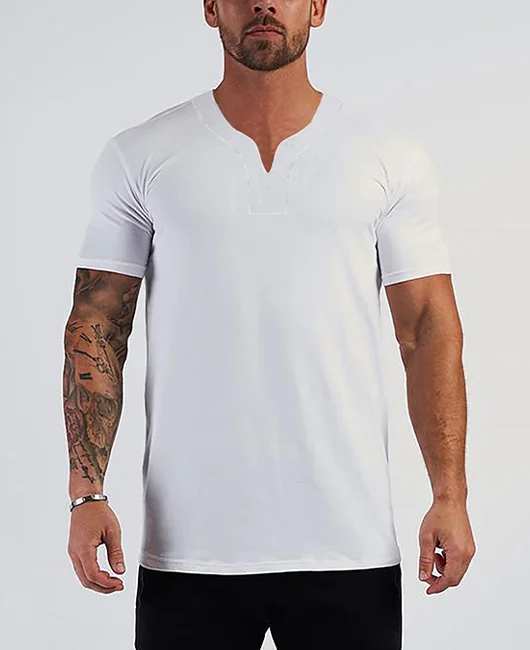 Sporty Plain Notch Collar Short Sleeve Breathable Shirt