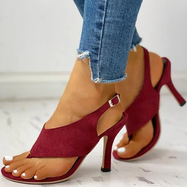 Toe Post Slingback Thin Heeled Sandals
