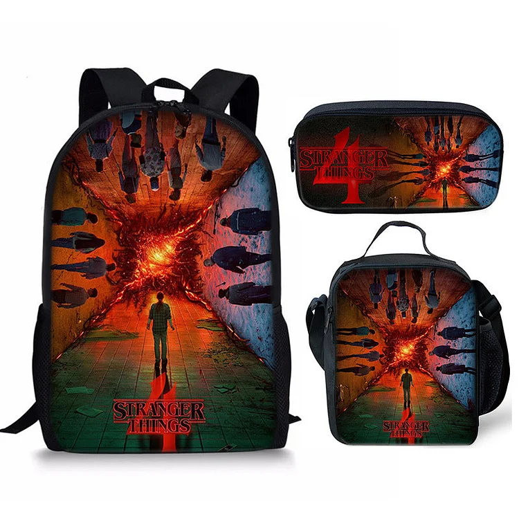 Mayoulove Stranger Things Season 4 Schoolbag Backpack Lunch Bag Pencil Case Set Gift for Kids Students-Mayoulove
