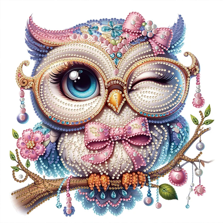 Partial Drills Special-shaped Drill Diamond Painting -Cute Branch Owl - 30*30cm