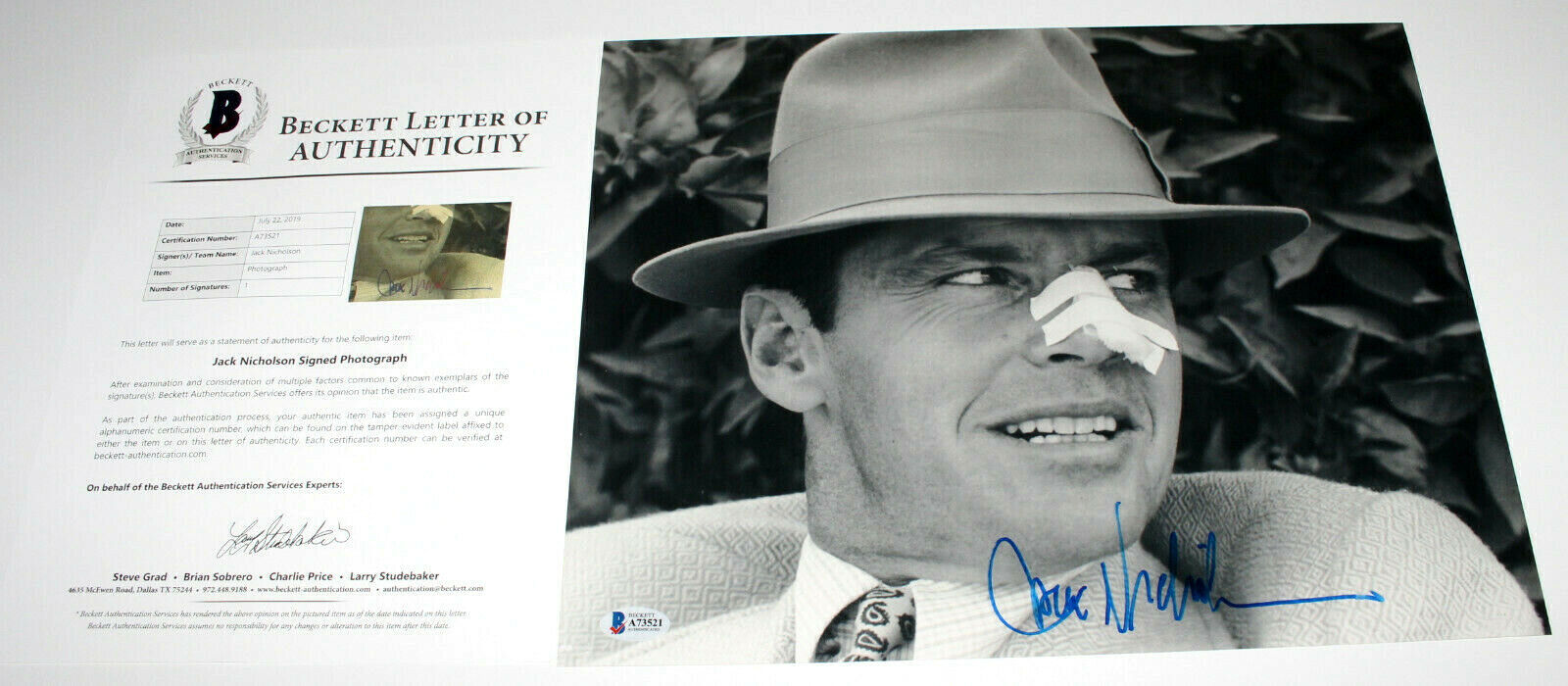 JACK NICHOLSON HAND SIGNED 'CHINATOWN' 11X14 Photo Poster painting BECKETT w/COA BAS PROOF